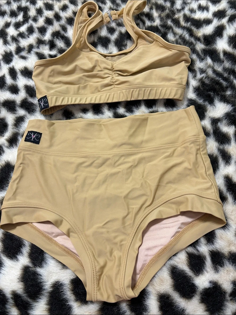Teens/Kids Dance Wear Two-Piece Set in Beige Tan